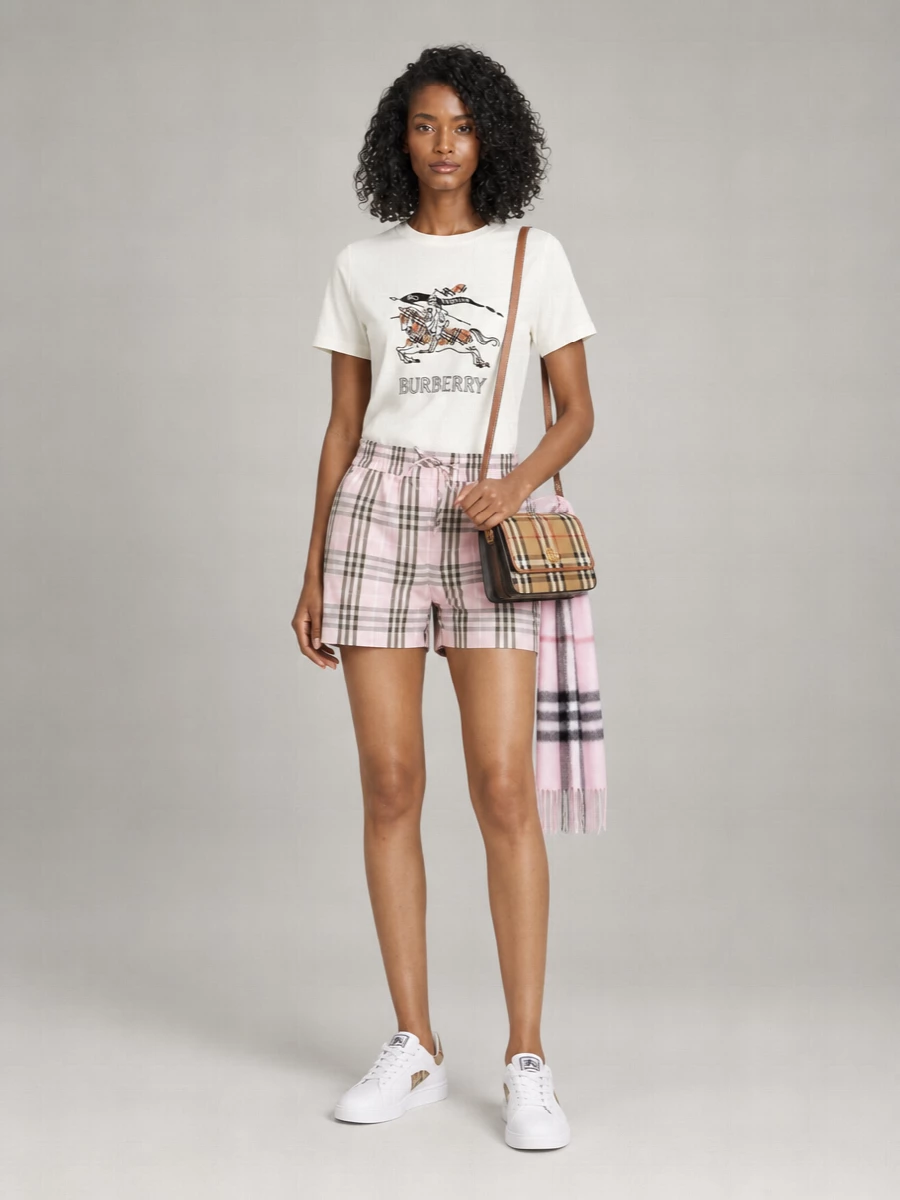 Burberry Checked Fringed Cashmere Scarf