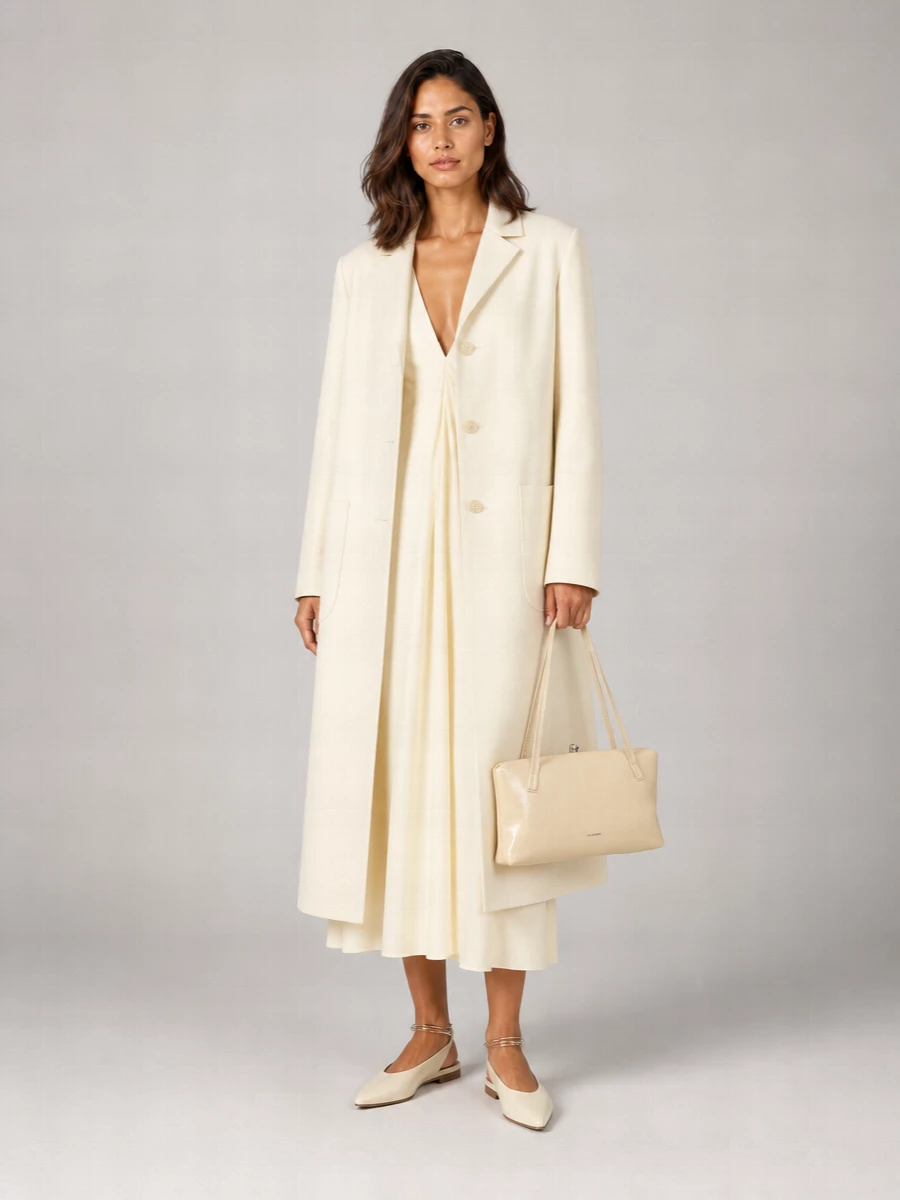 Jil Sander Leather Single-Breasted Coat