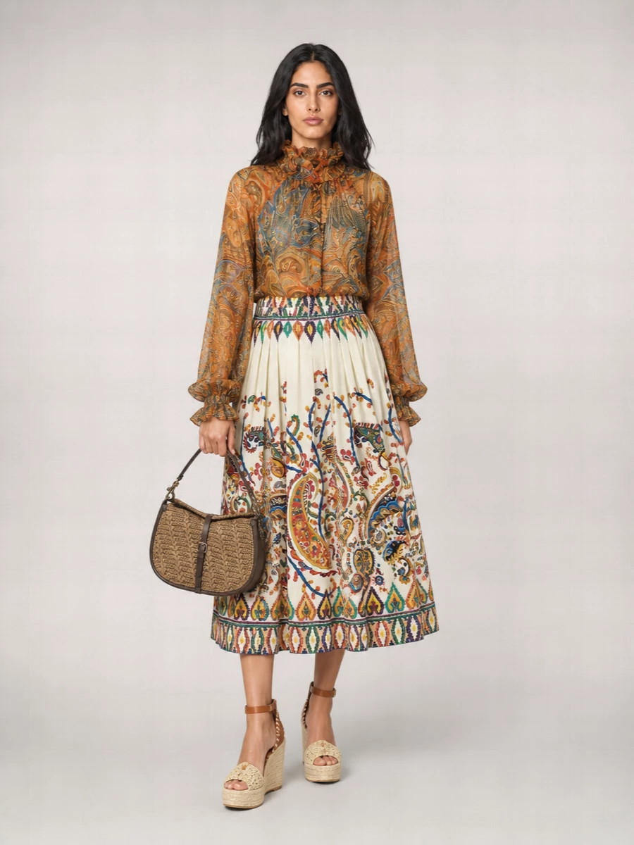 Etro Cotton Pleated Skirt