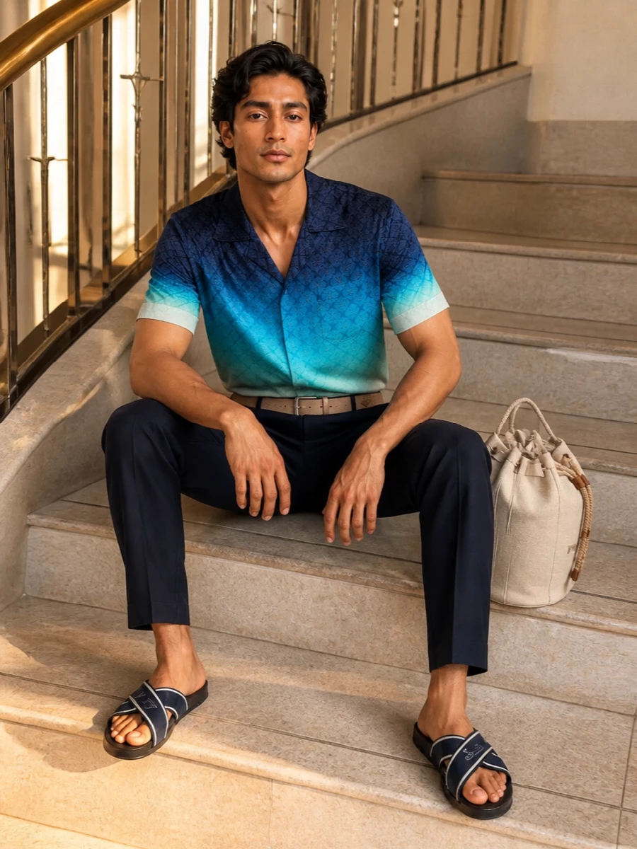 Casablanca navy resort outfit dior slides