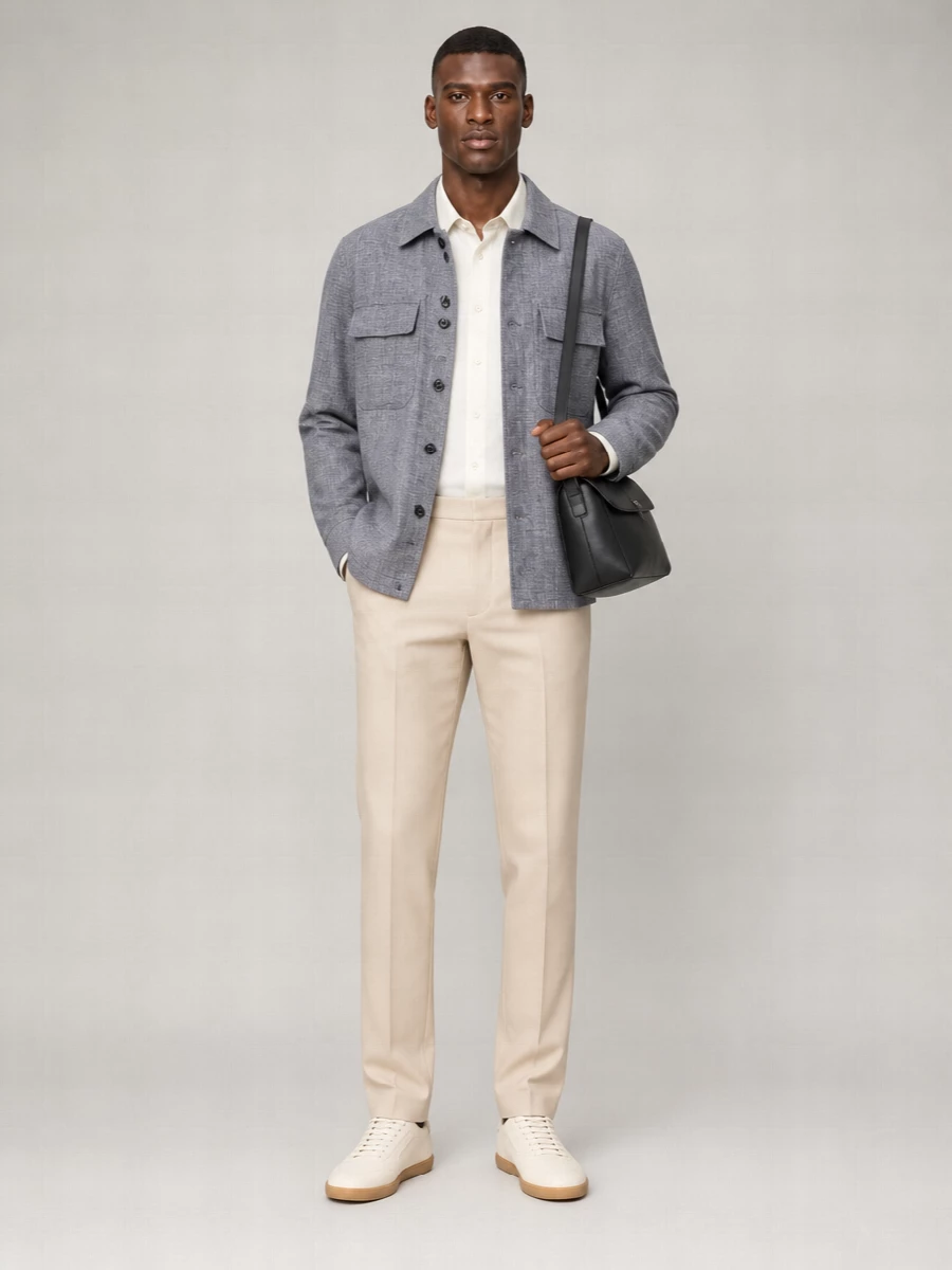 Zegna Linen Blend Long-Sleeve Shirt Jacket