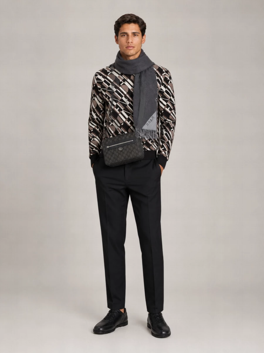 Fendi Wool Jacquard Crewneck Sweater