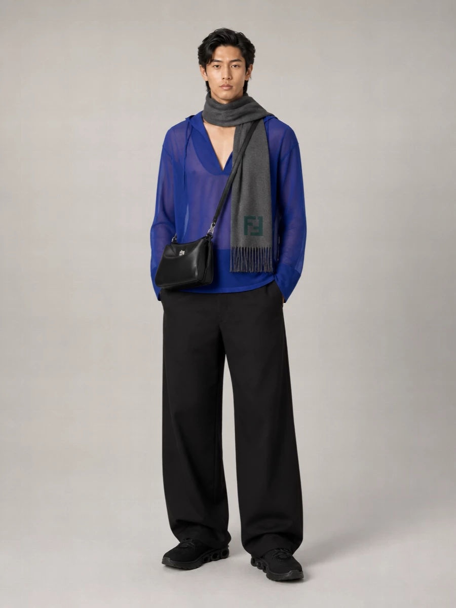 Ferragamo Silk Hooded Long-Sleeve V-Neck Blouse
