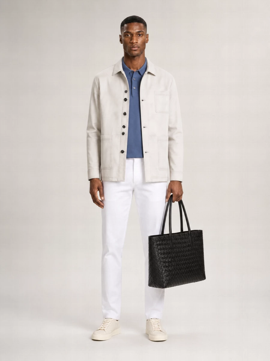 Kiton Lamb Leather Button-Up Jacket