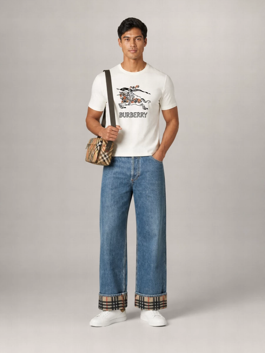 Burberry Check Canvas Shoulder Bag