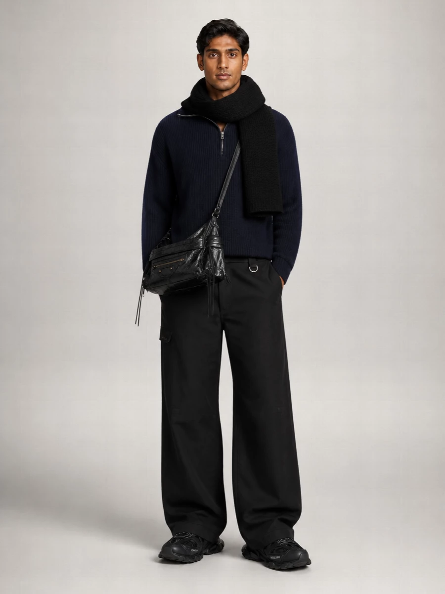 Balenciaga ribbed merino wool half-zip sweater