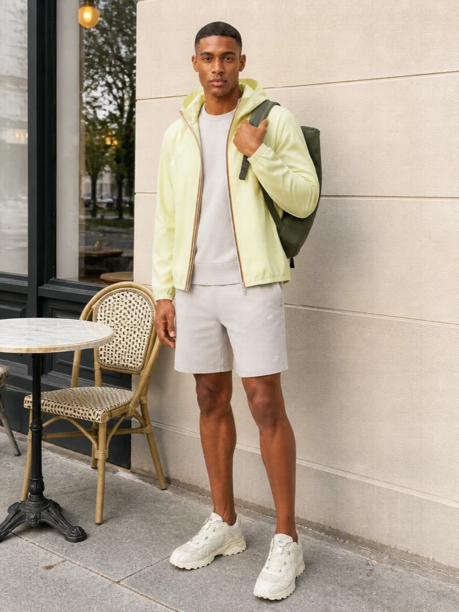 K way jacket salomon sneakers rains backpack outfit