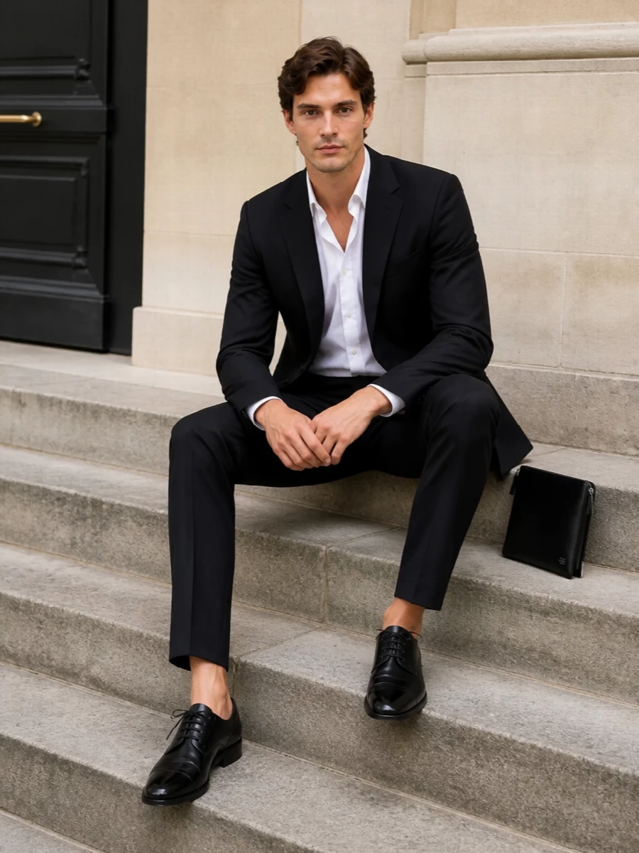 Dolce gabbana black suit derby shoes clutch