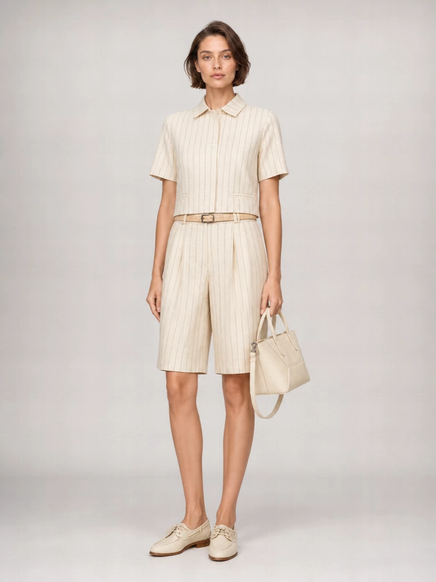 Blazé Milano Linen-Blend Embroidered Knee-Length Shorts