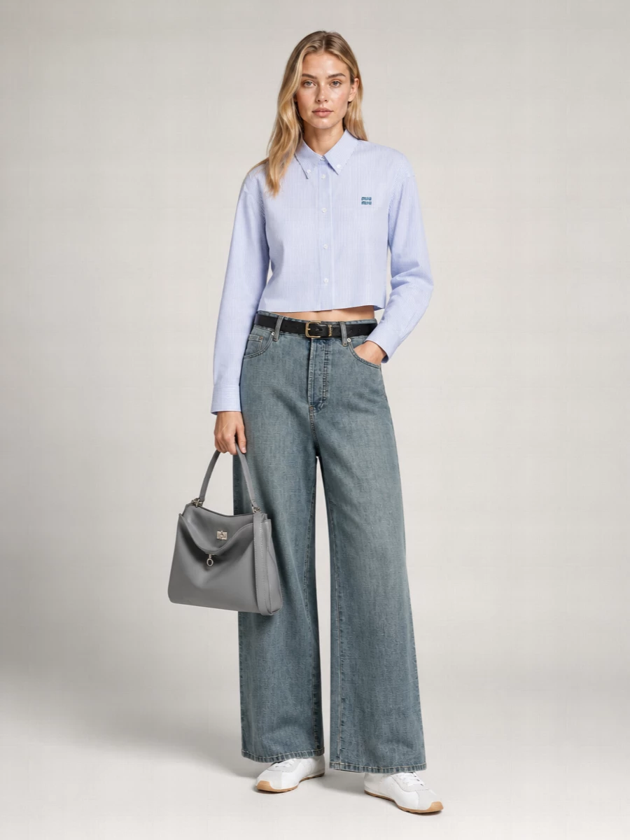 Miu Miu Denim Wide-Leg Trousers