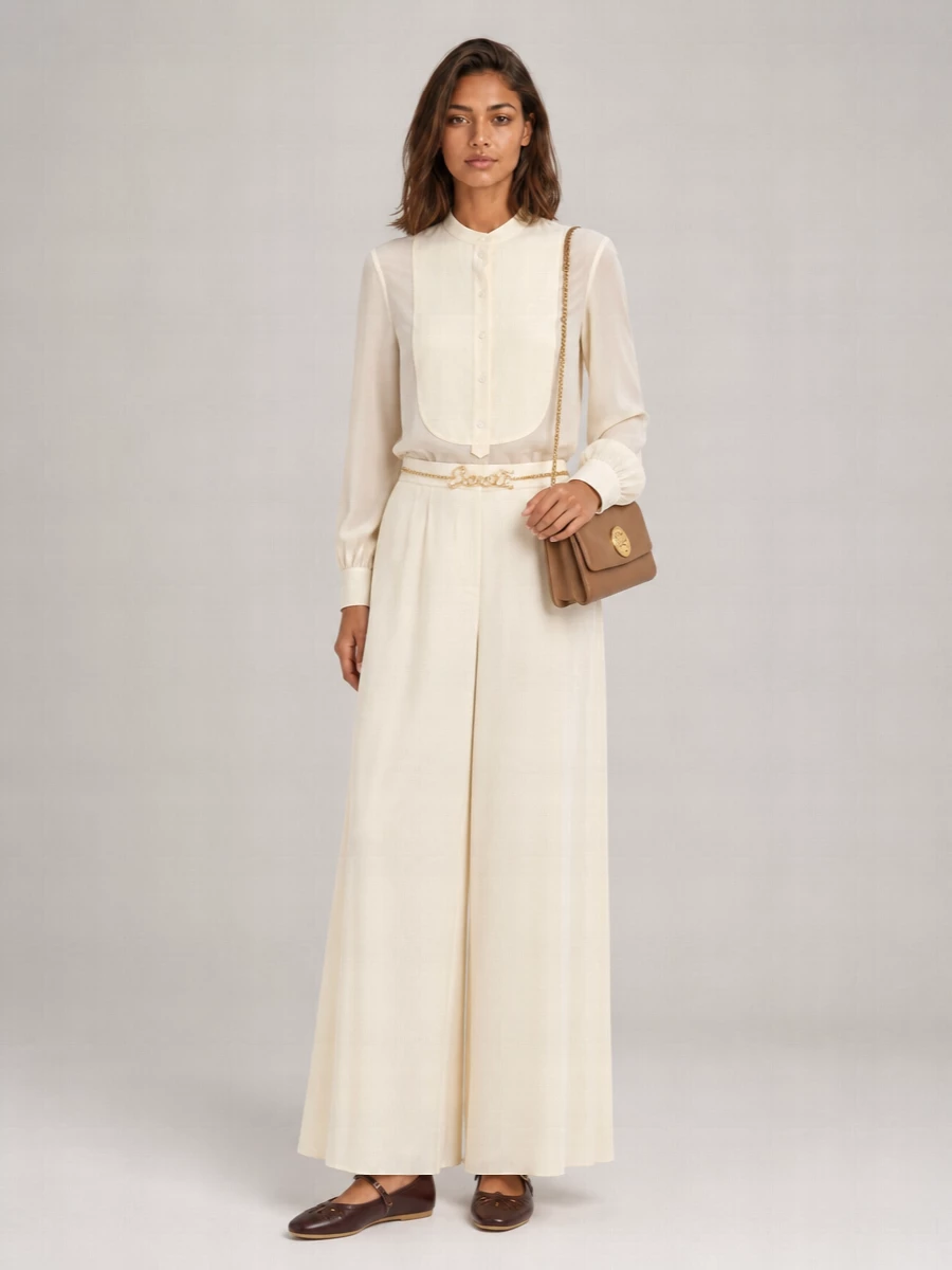 Chloé Silk High-Rise Wide-Leg Cropped Trousers