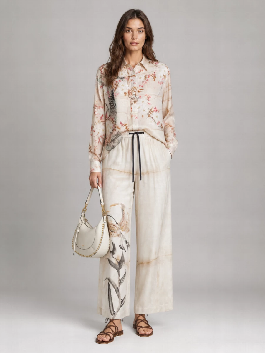 Pierre Louise Mascia Silk Wide-Leg Trousers