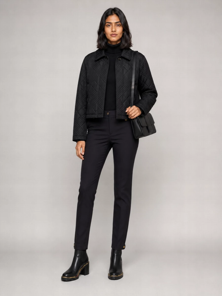 Burberry Nylon Cropped Quilted Single-Breasted Jacket