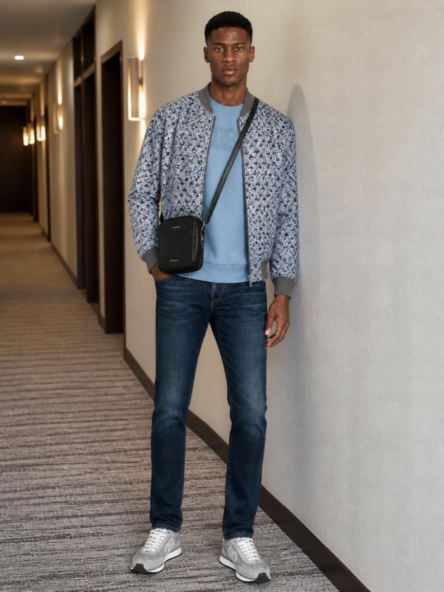 Dolce gabbana car bomber blue sweatshirt jeans