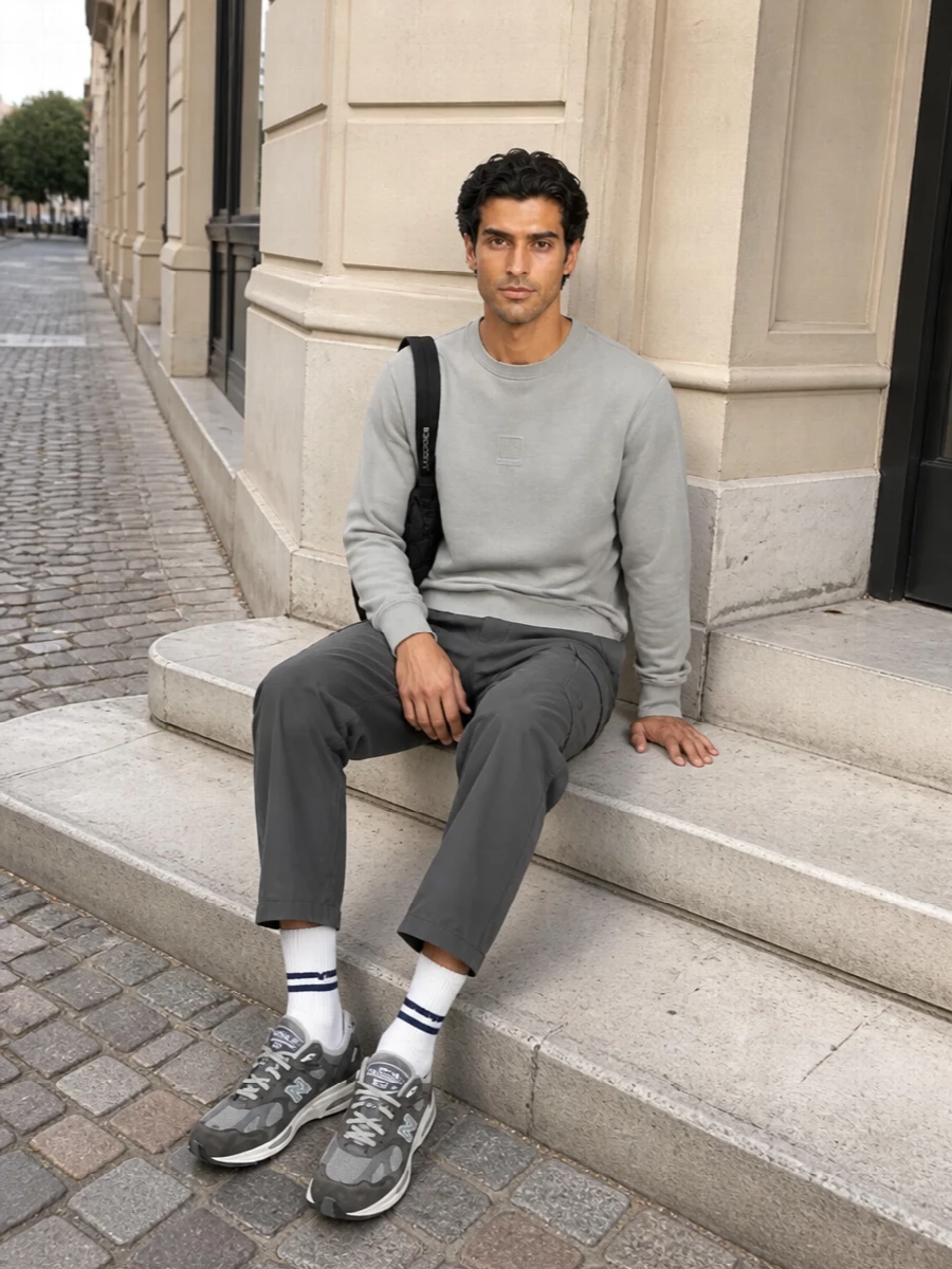 Cp company sweatshirt charcoal cargo outfit