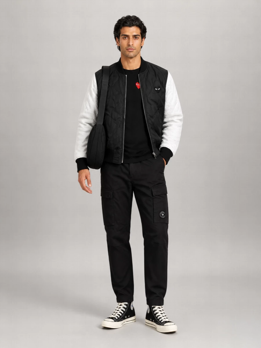 Comme Des Garçons Quilted Heart-Print Padded Coat