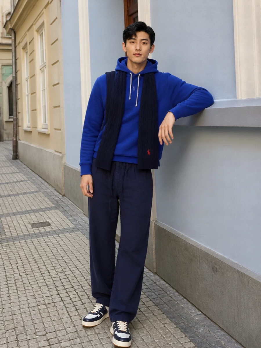 Polo ralph lauren cobalt hoodie navy trousers