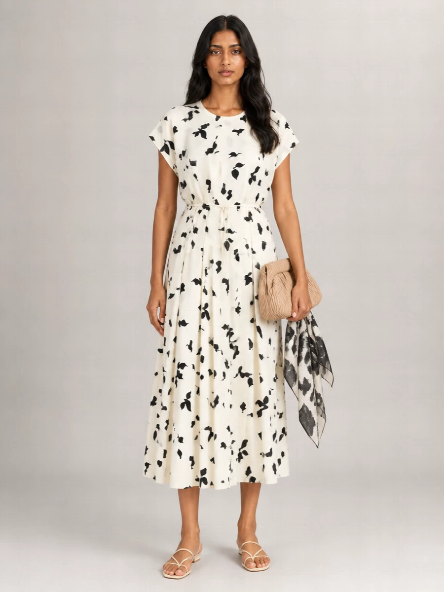 Alysi Printed Pleated Skirt