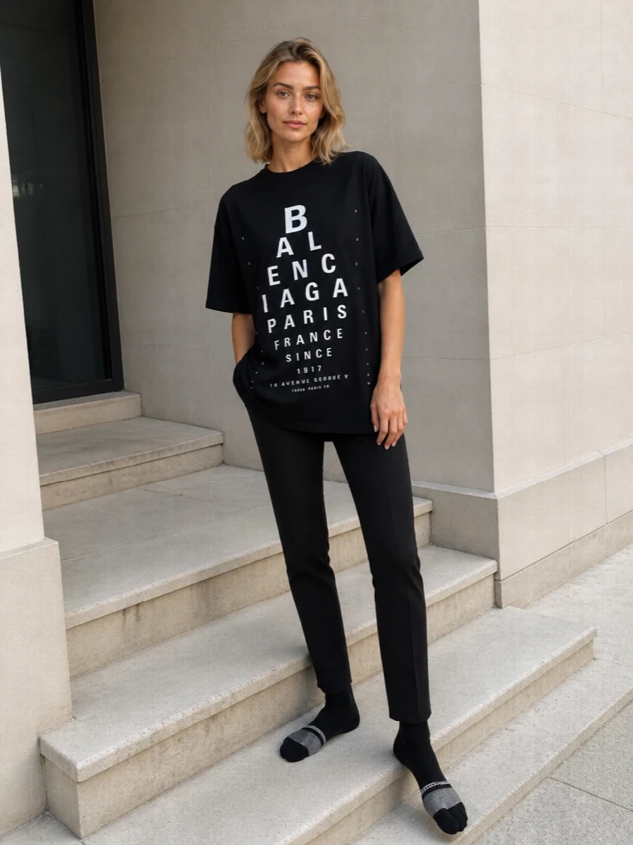 Balenciaga graphic tee rick owens tabi socks