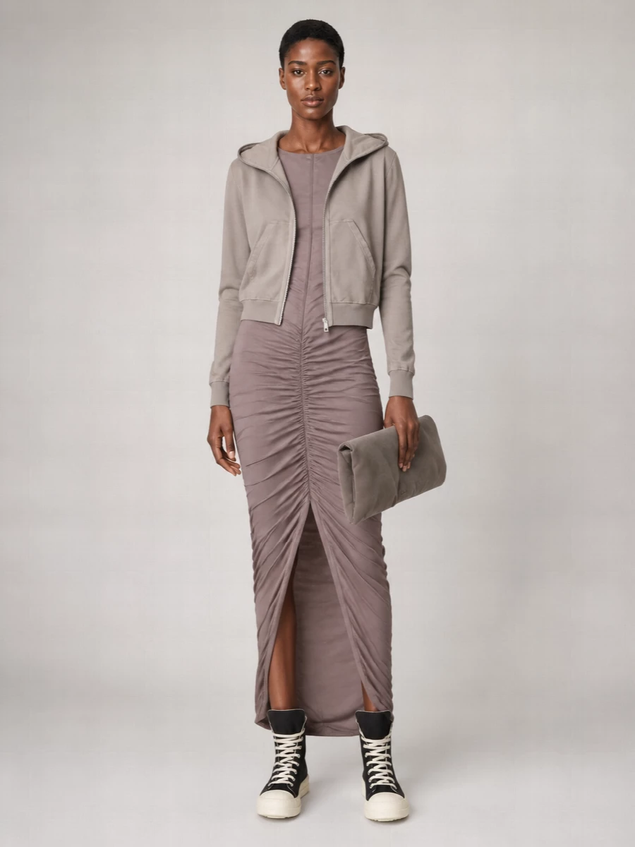 Rick Owens Drkshdw Cotton Hooded Zip-Up Sweatshirt