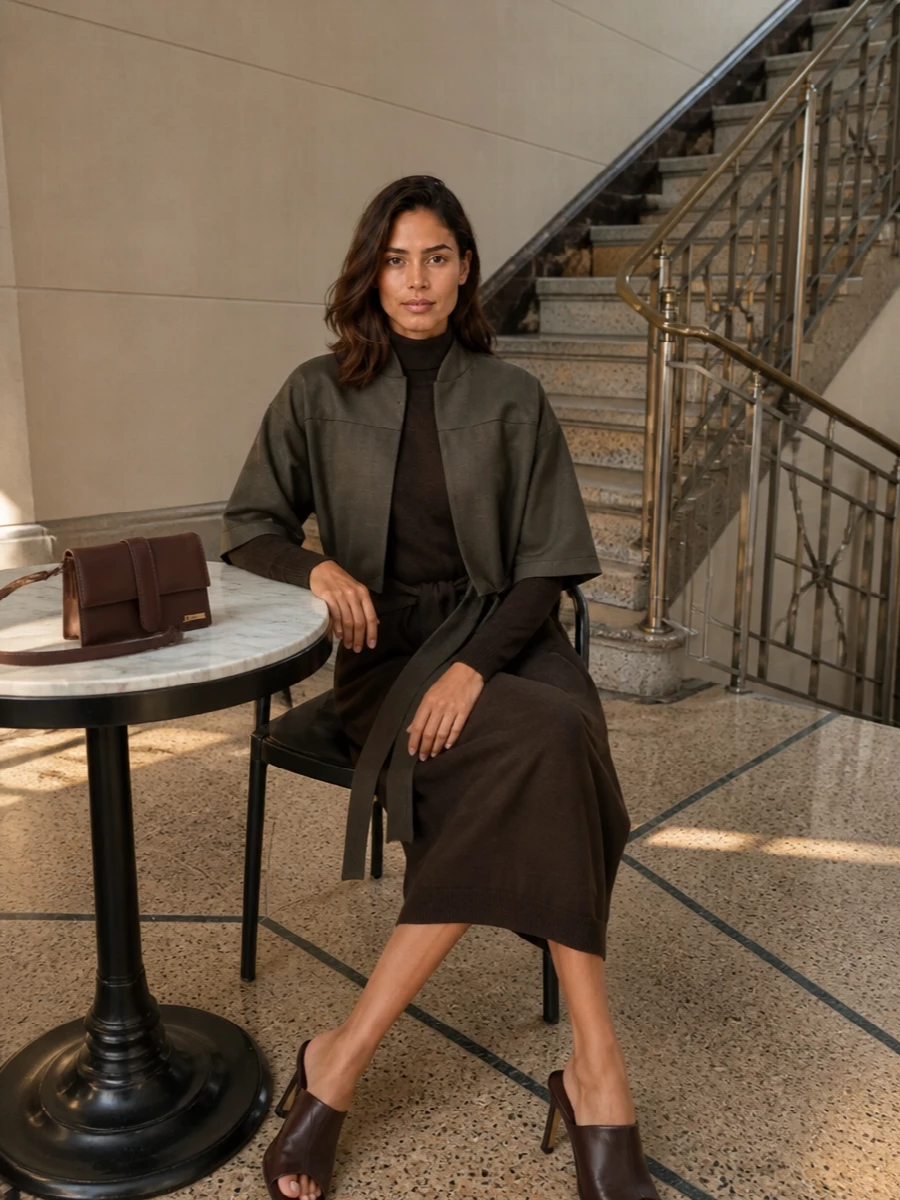 Jacquemus jacket lemaire knit dress outfit