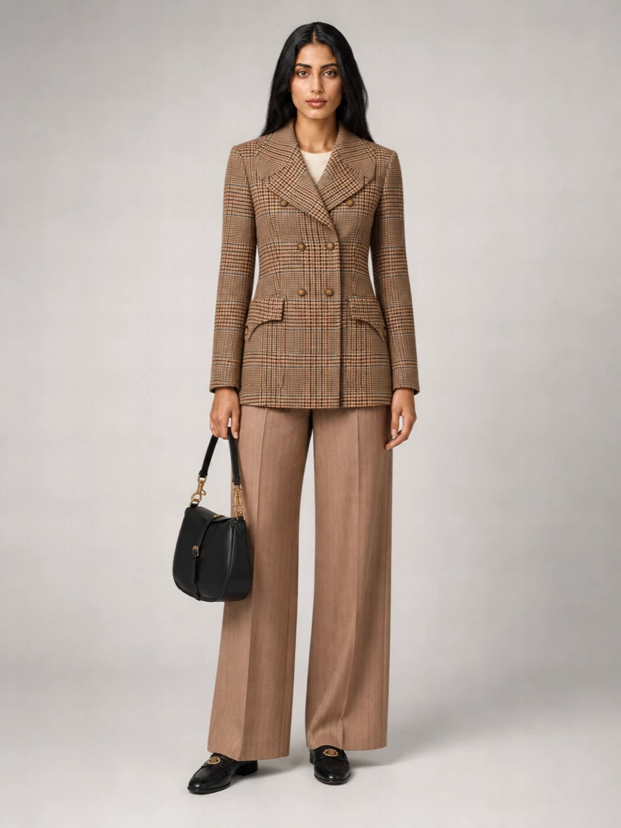Etro Wool Checked Double-Breasted Coat