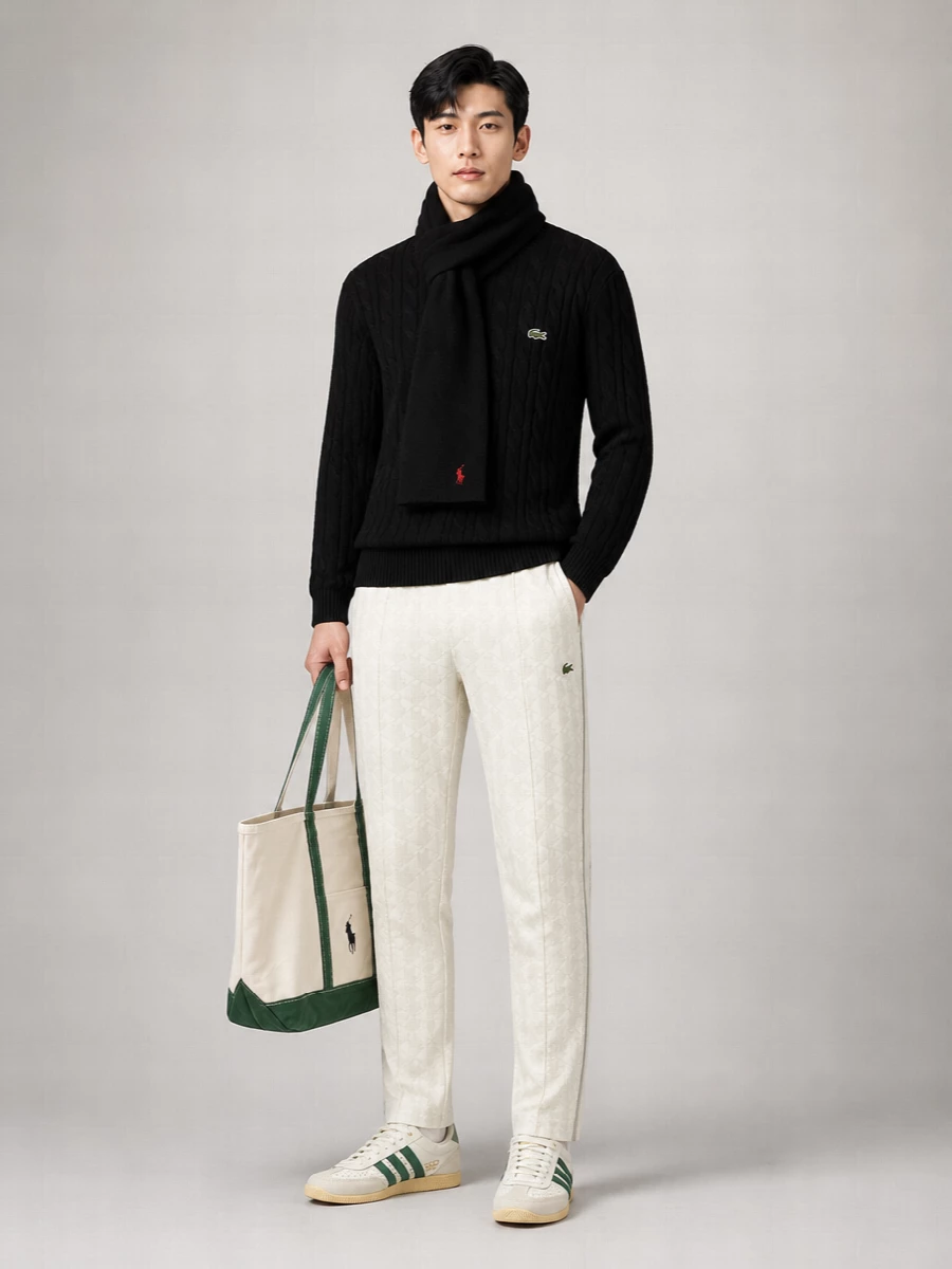 Lacoste cable-knit wool crew-neck sweater