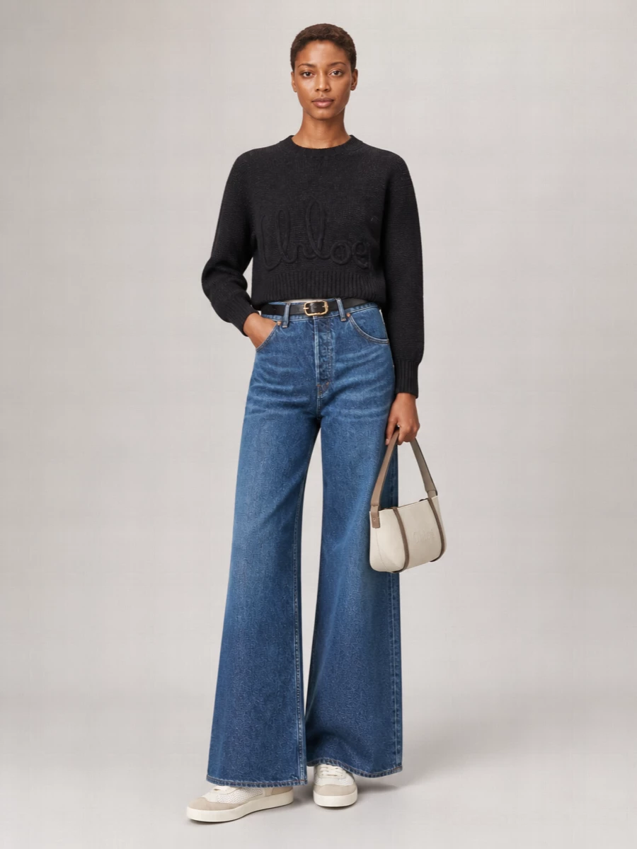Chloé Alpaca Silk Cropped Crewneck Sweater