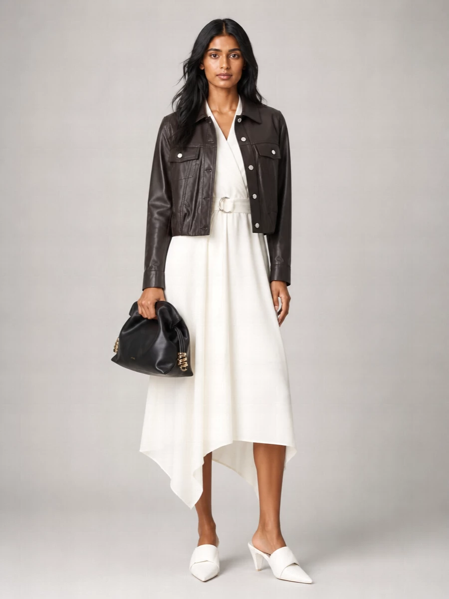 Loewe Leather Jacket Long Sleeves Collared Neck Pockets