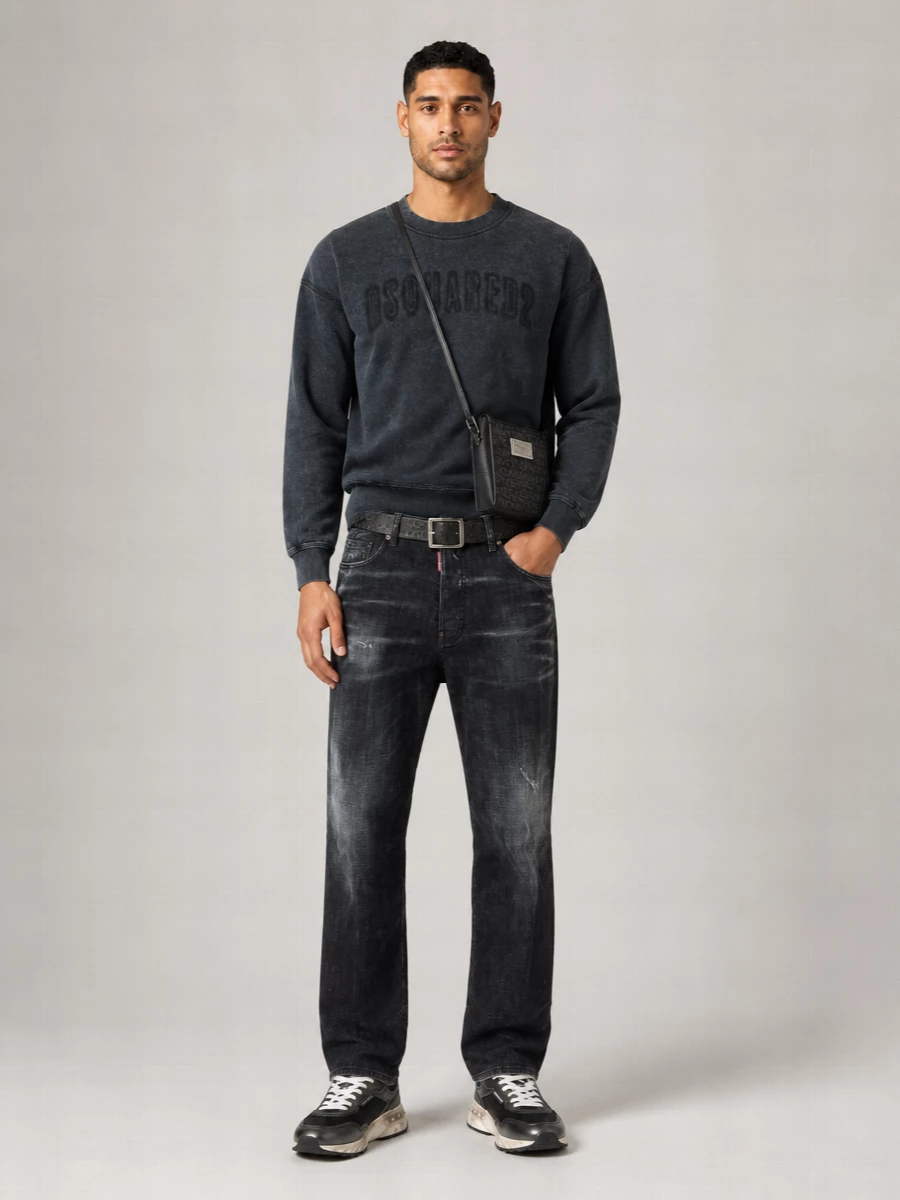 Dsquared2 Black Stretch Denim Loose Jeans