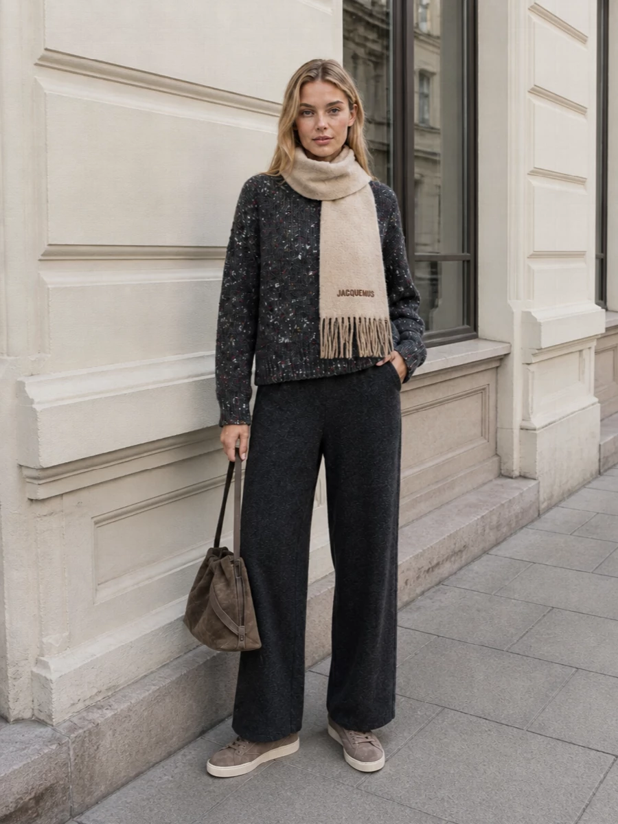 Alysi speckled sweater charcoal knit pants