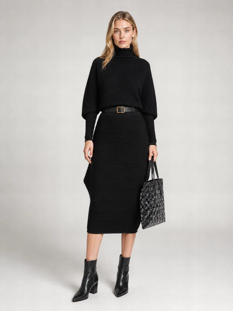 Pleats Please Issey Miyake Pleated Ribbed Maxi Skirt