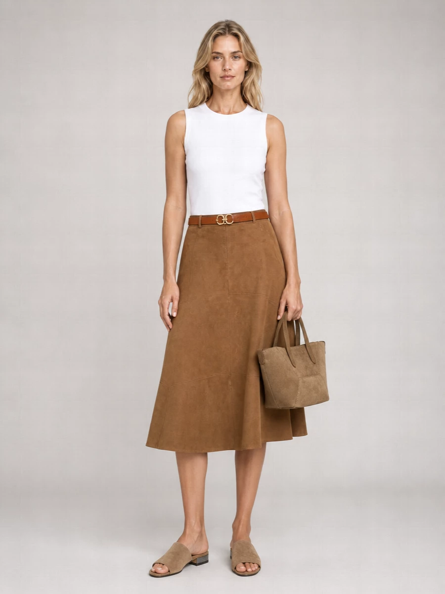 Semicouture Leather A-Line Skirt