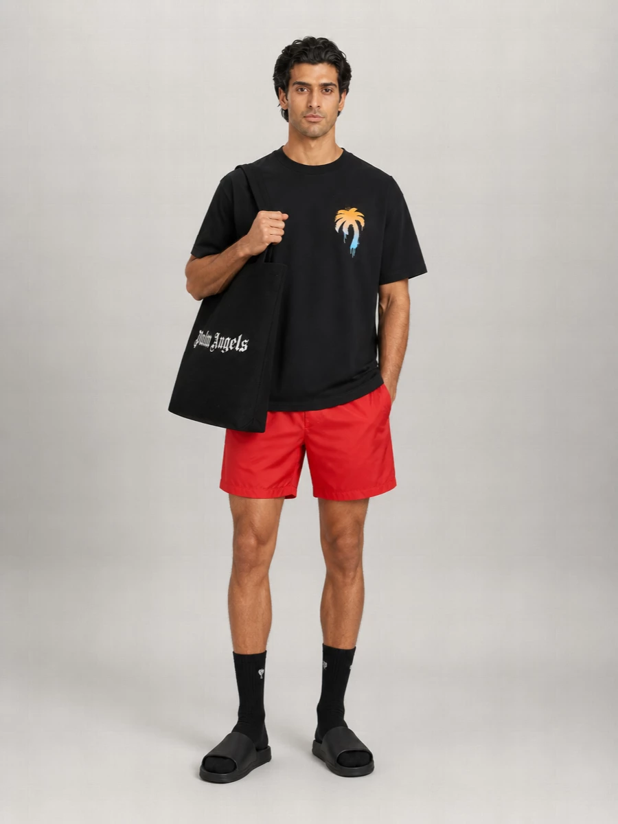 Palm Angels Logo-Print Swim Shorts
