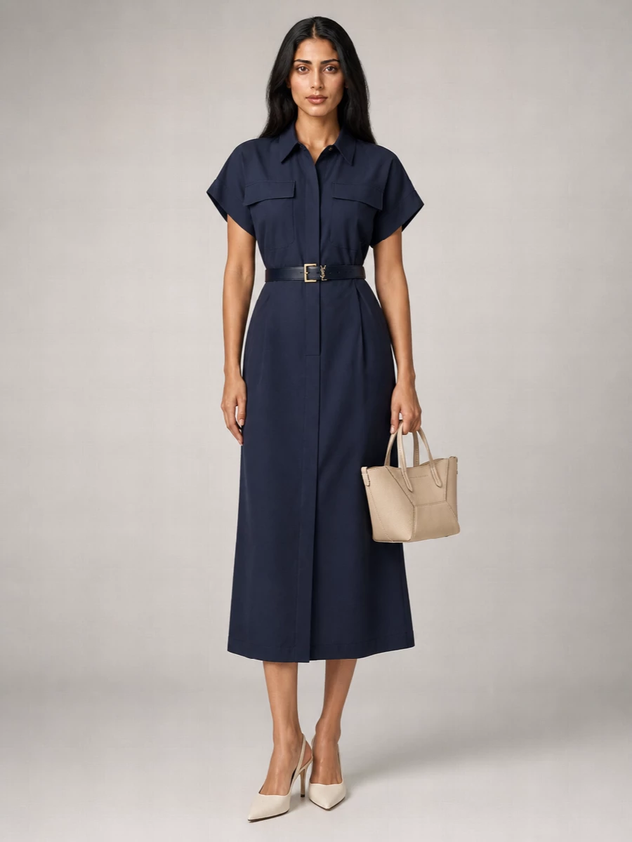 Brunello Cucinelli Cotton Blend Midi Dress