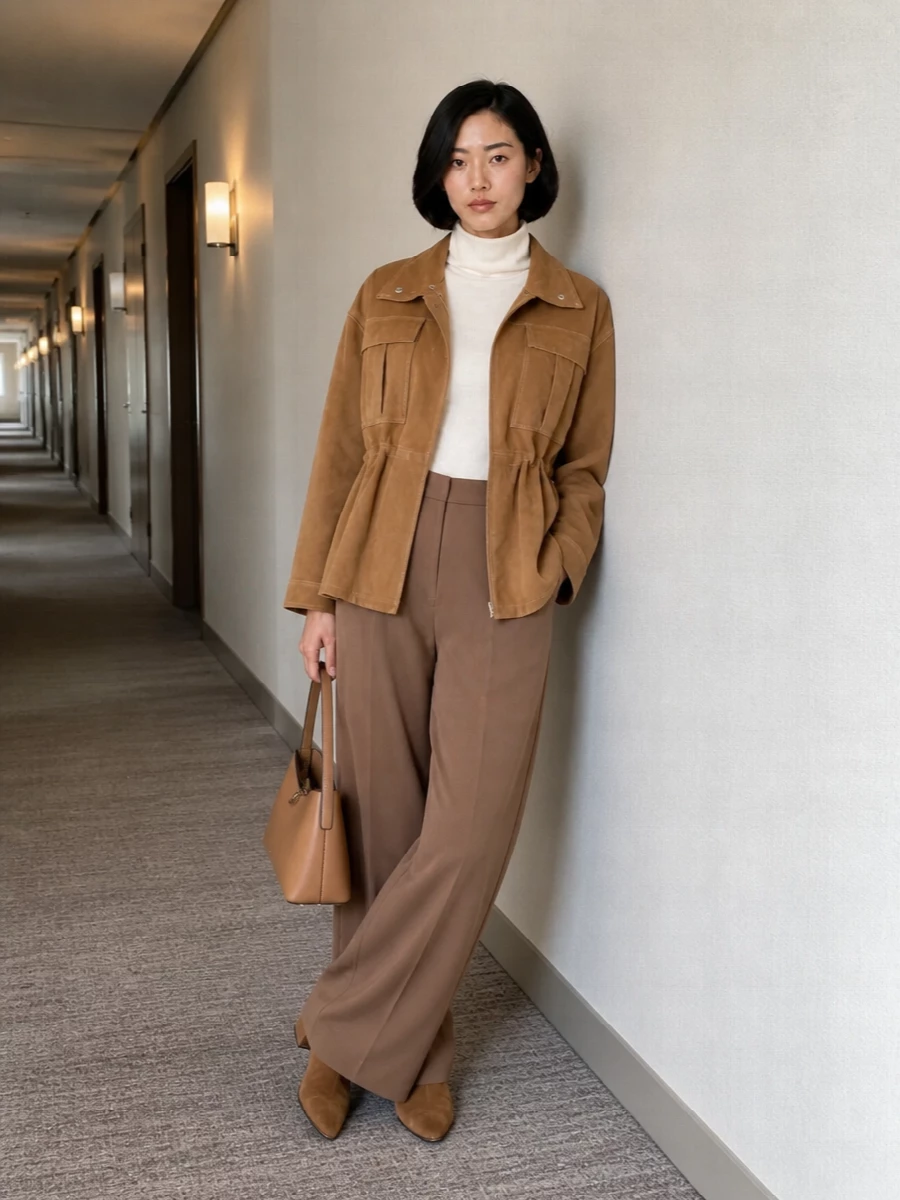 Rohe camel jacket max mara wide leg trousers