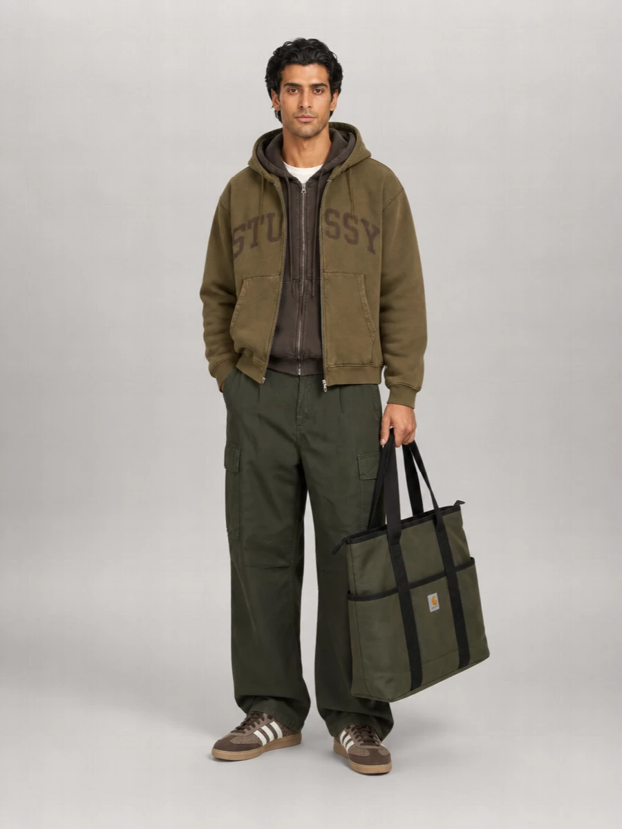 Stüssy Logo Print Cotton Hooded Jacket
