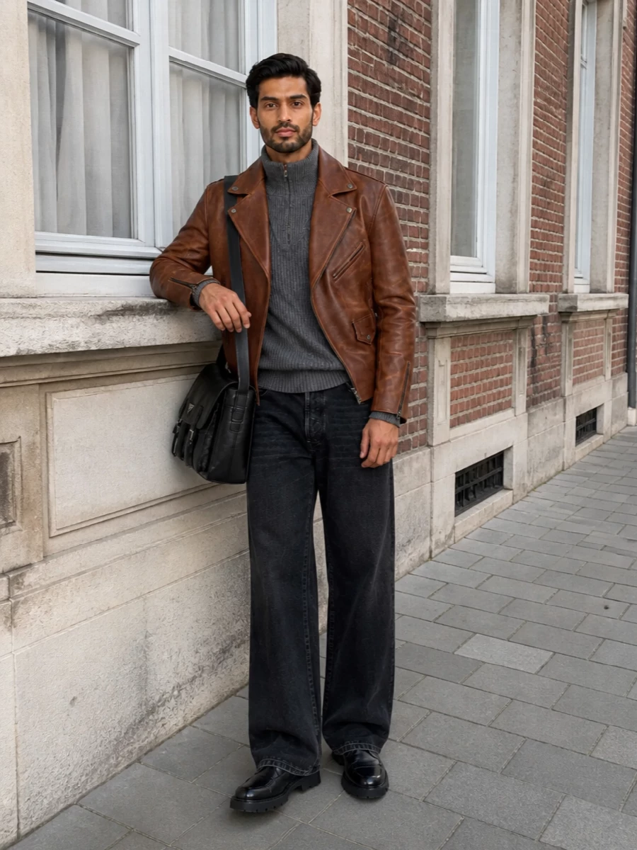 Maison margiela biker wide leg jeans outfit