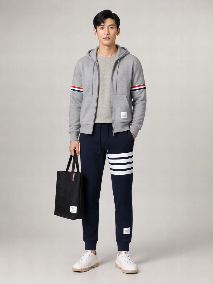 Thom Browne Cotton Zip Up Hoodie