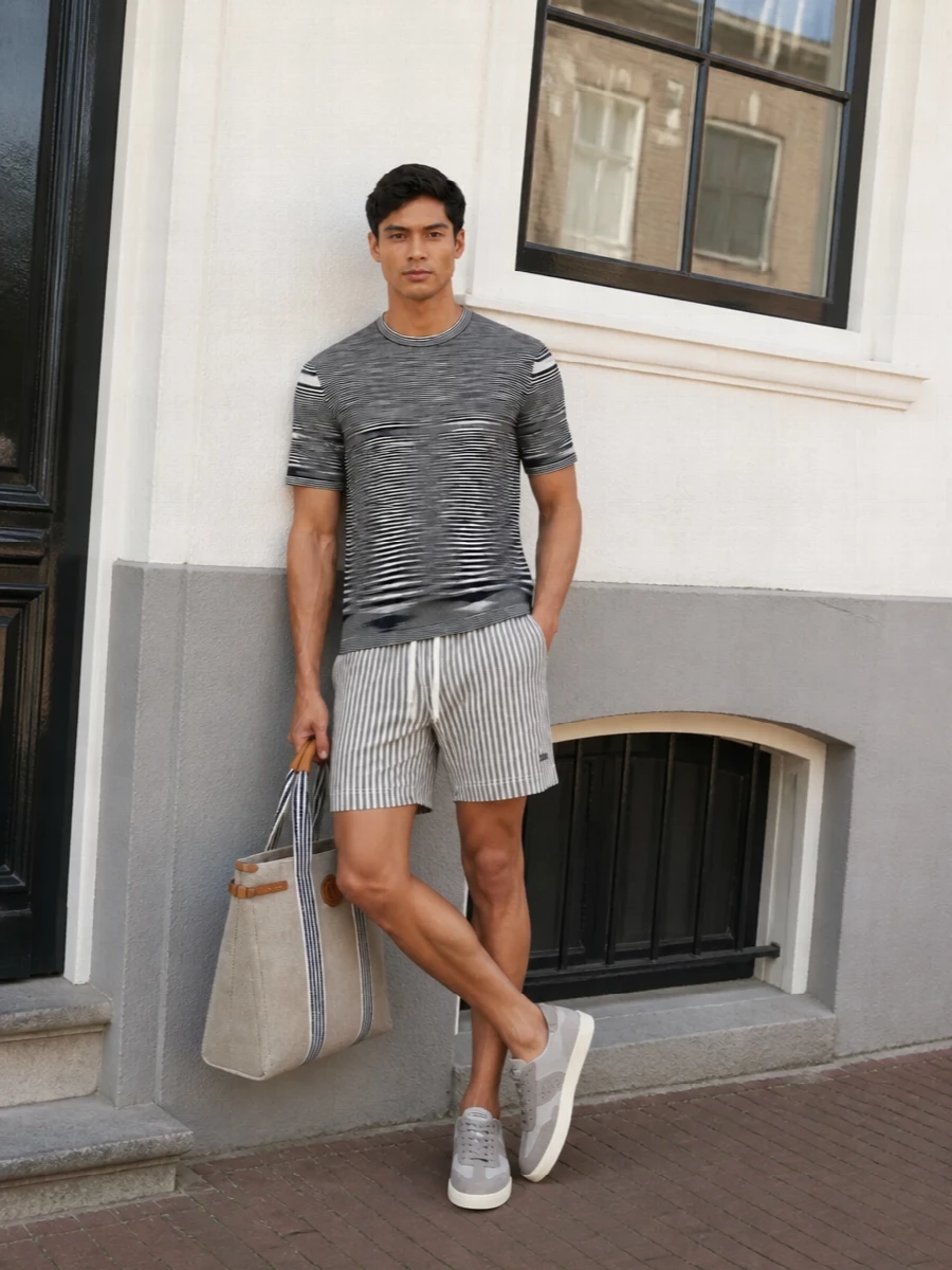 Missoni knit zegna short tods sneaker outfit