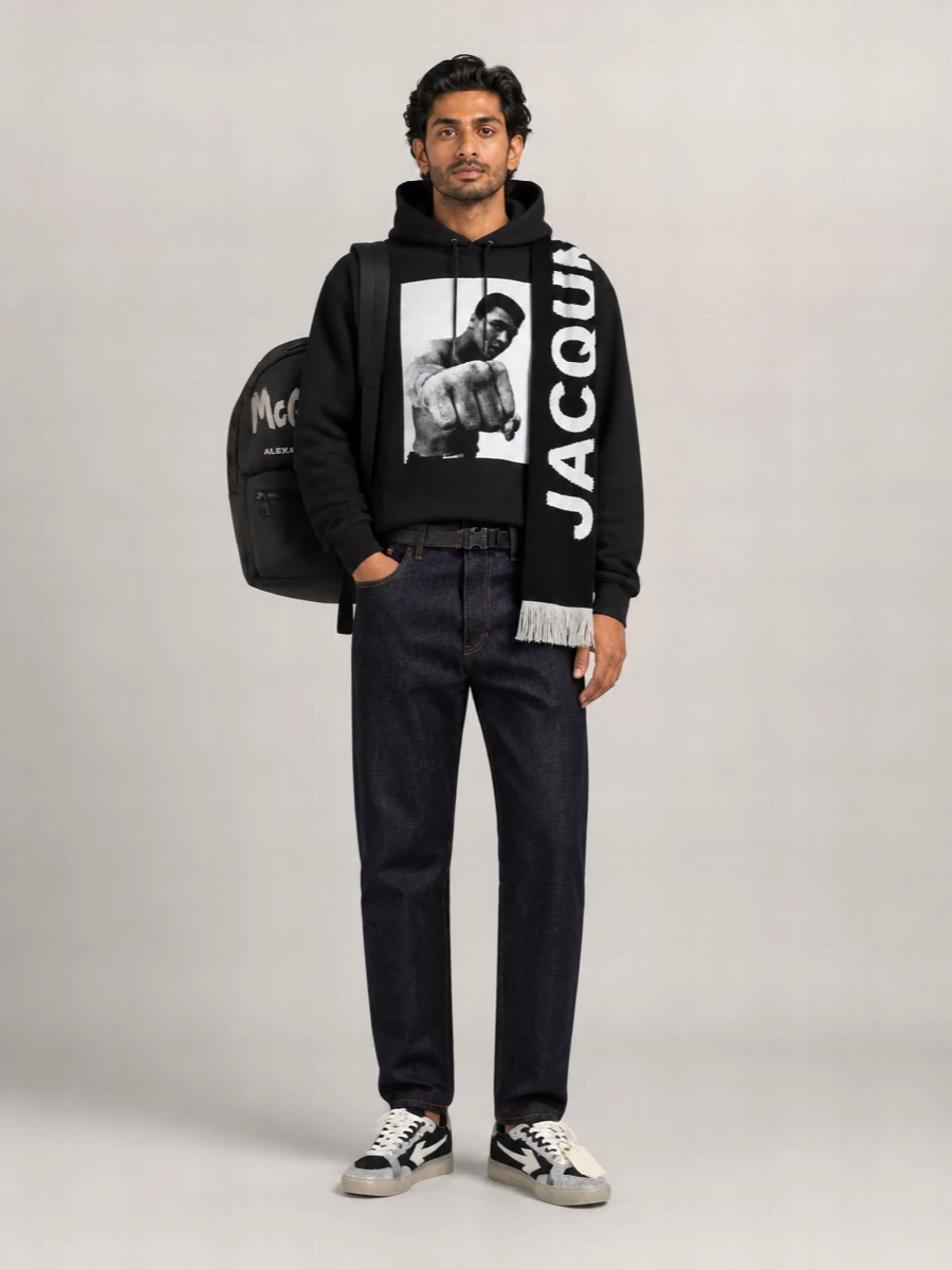 Jacquemus Virgin Wool Logo Fringed Scarf
