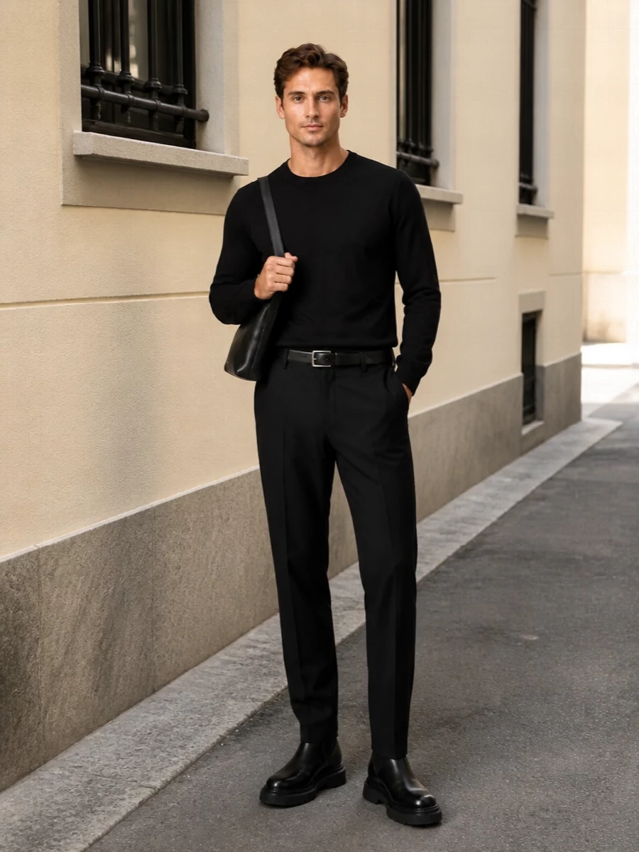 Dsquared2 black knit tailored trousers outfit