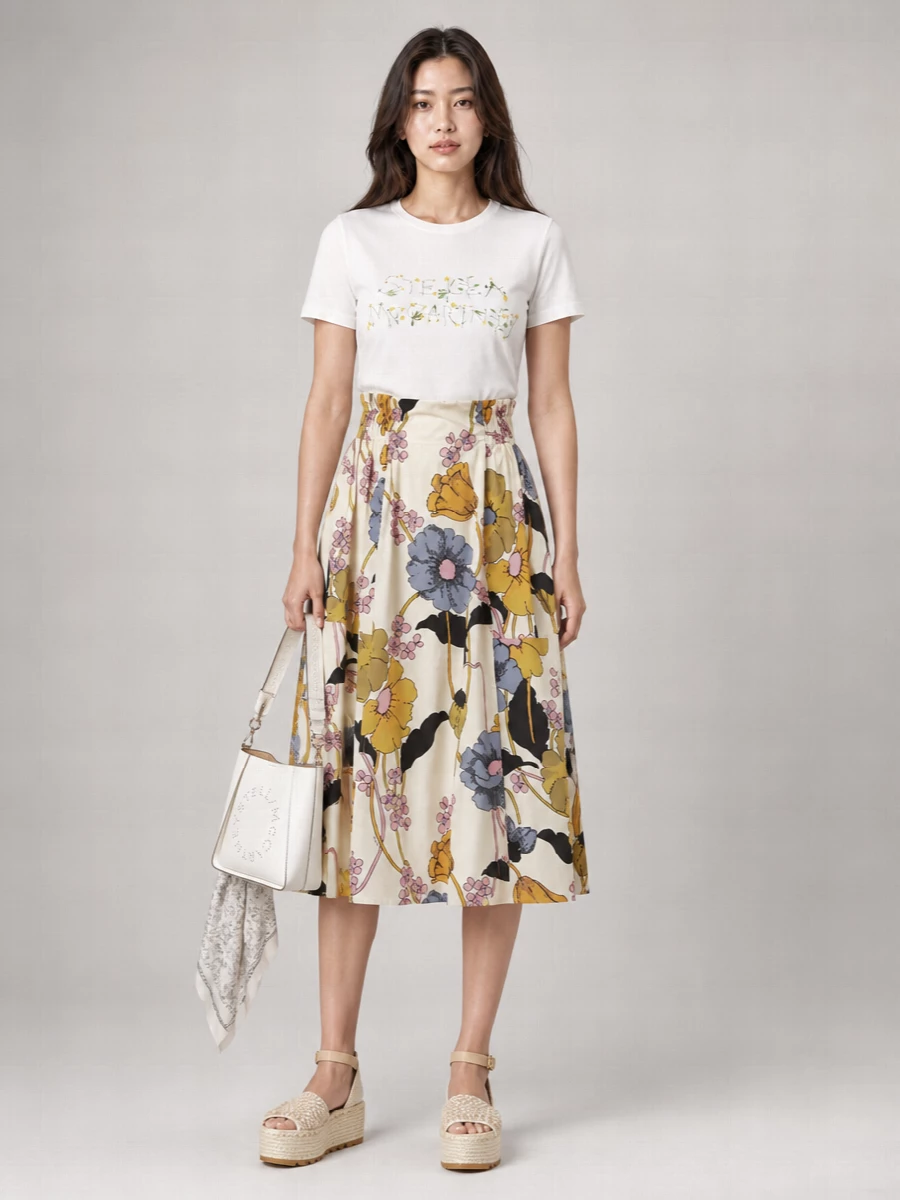 Stella Mccartney Cotton Logo Print Short-Sleeve T-Shirt