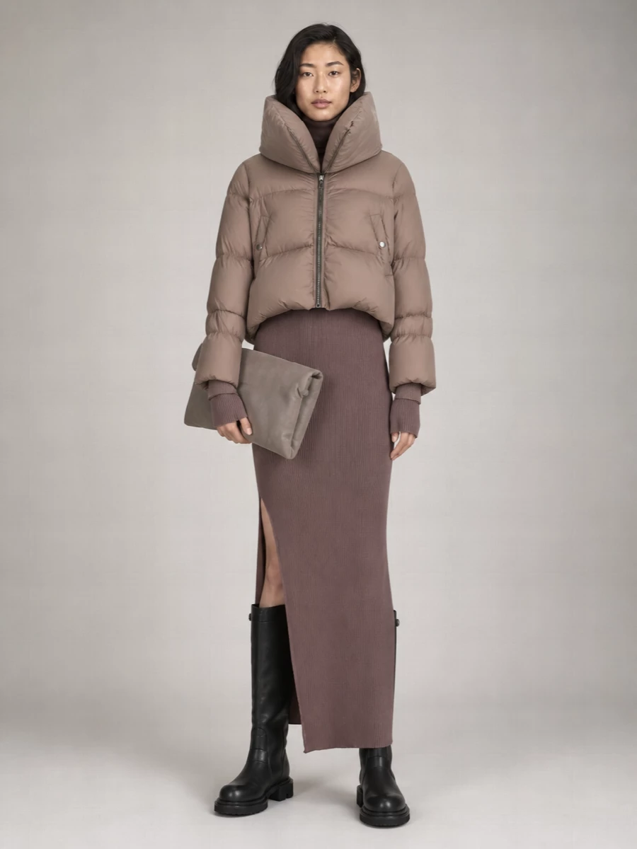 Rick Owens Down Quilted Cropped Puffer Jacket