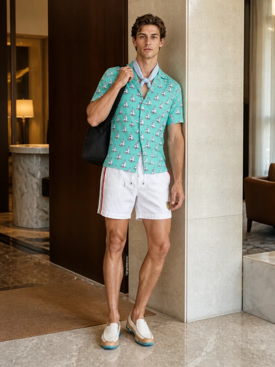 Dolce gabbana sailing shirt white sport shorts