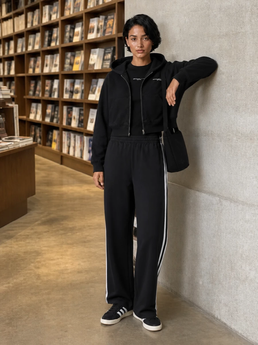 Alexander wang hoodie adidas track pants outfit