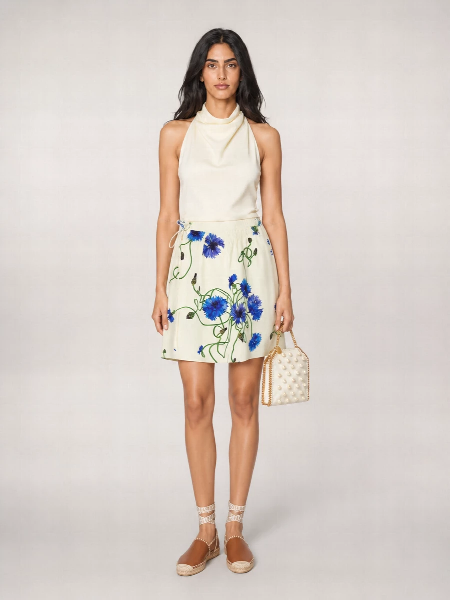 Stella Mccartney Cotton Floral-Print Sleeveless Flared Top