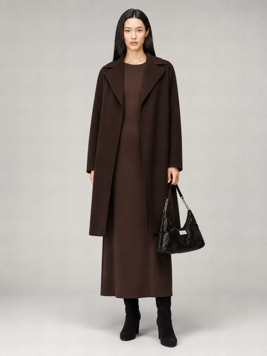 S Max Mara Virgin Wool Asymmetric Long-Sleeve Coat