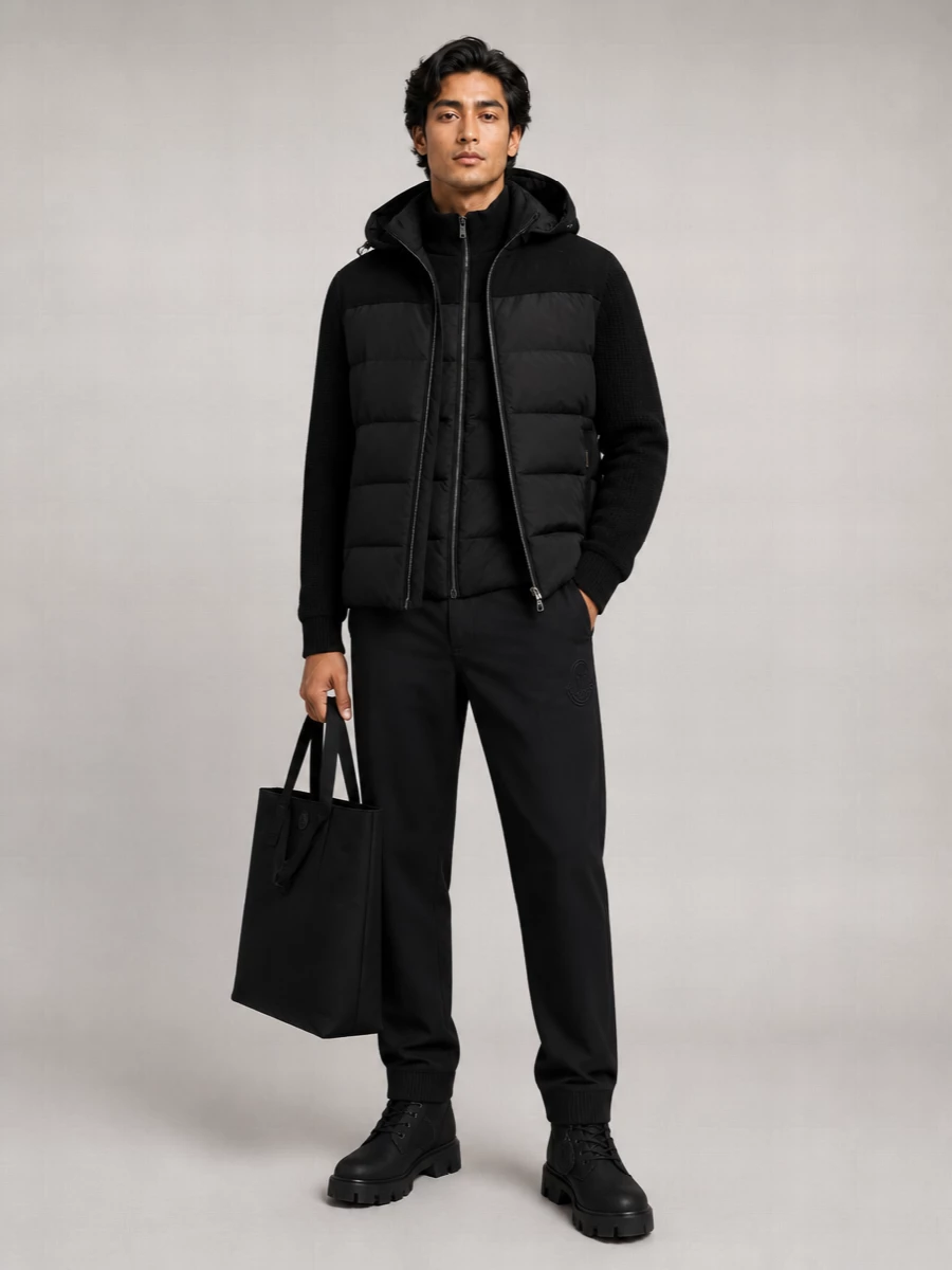 Moorer Wool Cashmere Hooded Down Puffer Jacket