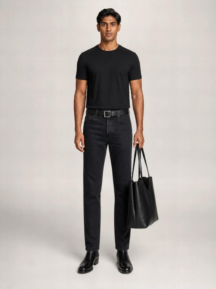 Saint Laurent Cotton Logo Embroidered Short Sleeve T-Shirt